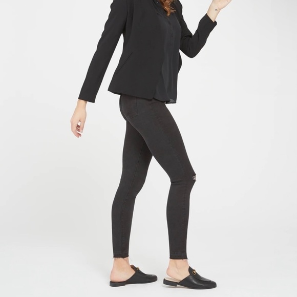 SPANX Vintage Black Goth Girl Distressed Skinny Jeans Sz Small - Picture 3 of 14